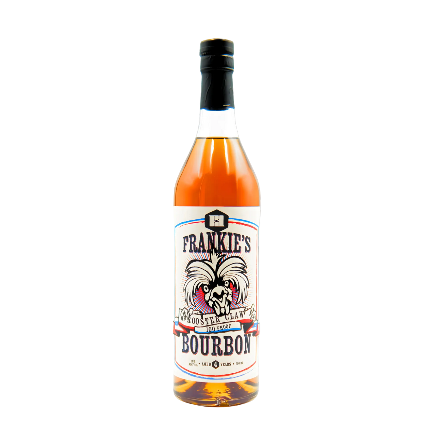 Bottle of Frankie's Bourbon on a white background
